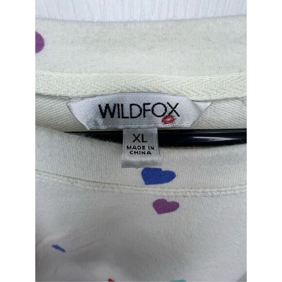Wild Fox Colorful Heart Patterned White Long Sleeve Sweatshirt - Picture 2 of 4